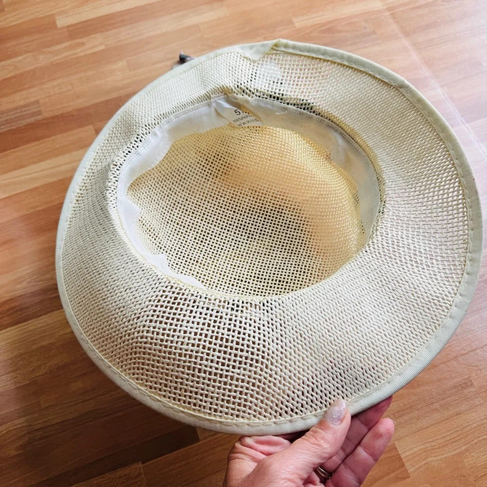 Summer hat with plaid trim - Picture 7 of 13